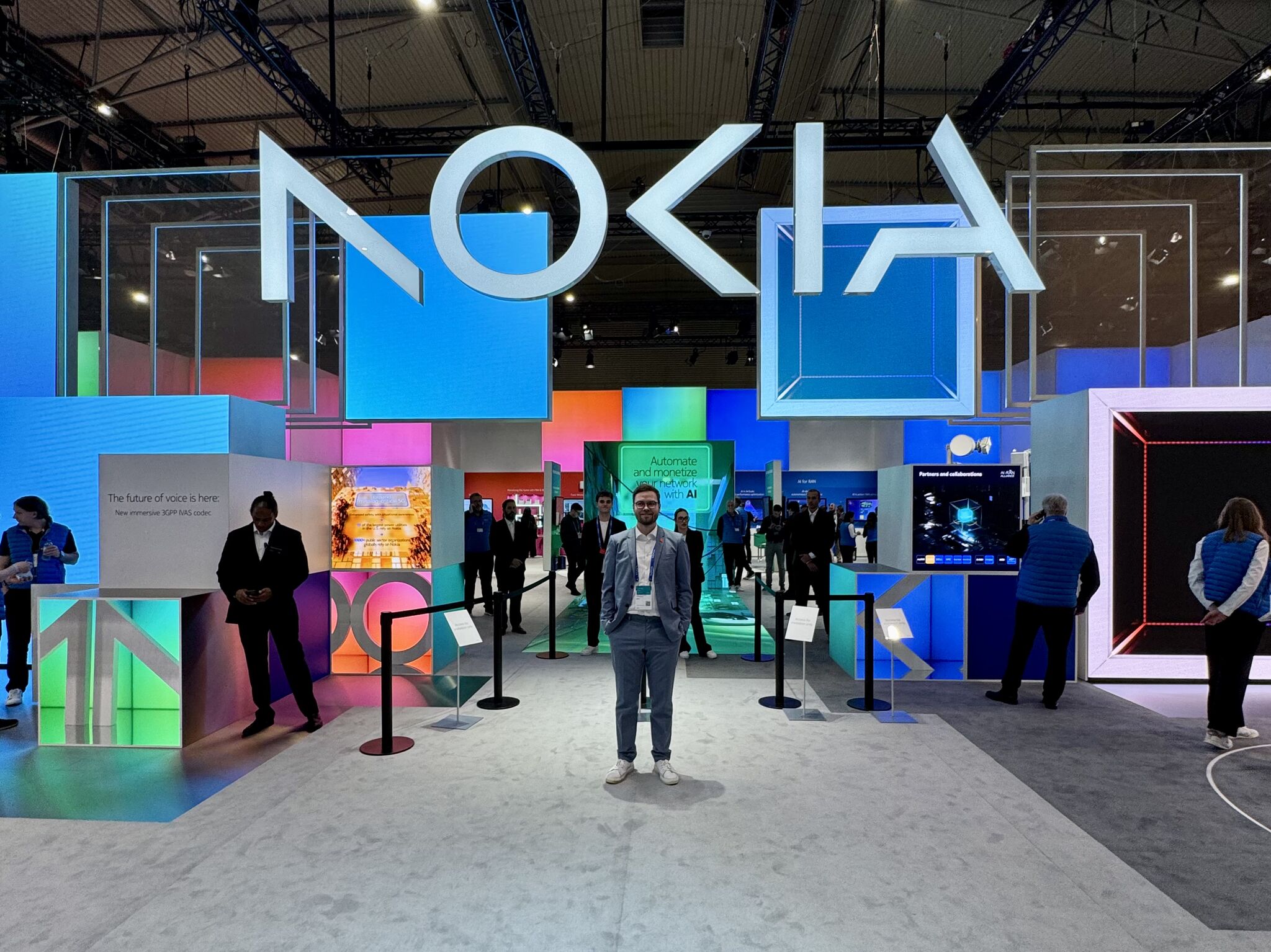 Lauri Alho at the Nokia booth during MWC 2025, following a successful week of Network as Code and AI demonstrations.
